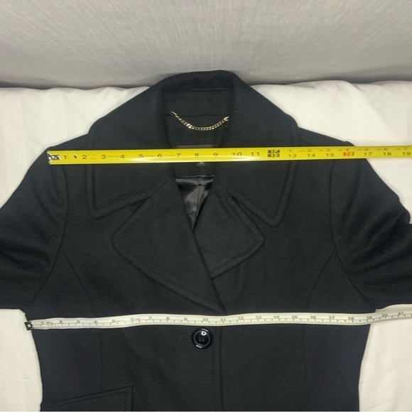 Ellen Tracy Wool Blend Black Trench Long Coat Single Breasted | Size 10 - Picture 16 of 17